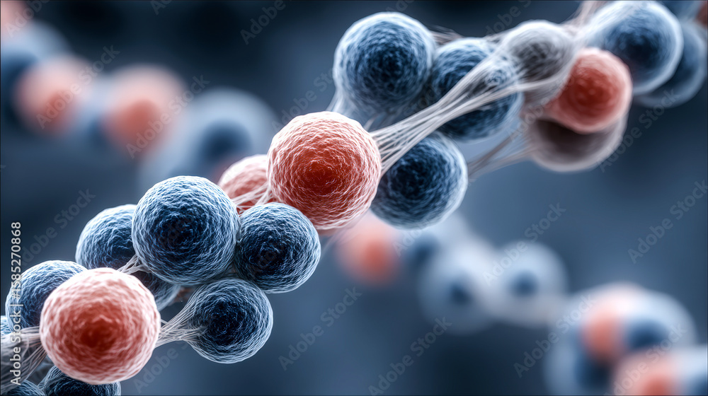 Poster genetically engineered tissue with vibrant cells showcasing intricate structures and connections, re
