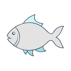 Isolated cartoon fish vector illustration for kids drawing simple fish clip art design template