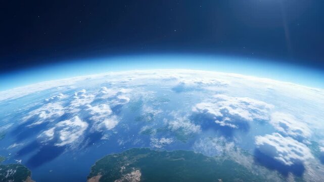 Planet View with Blue Sky Atmosphere Clouds and Earth Day Message Concept about Conservation