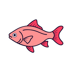 Illustration of a pink fish drawing, cartoon fish, cute fish, sea creature, aquatic animal art