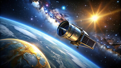 space telescope satellite hovering beyond atmosphere