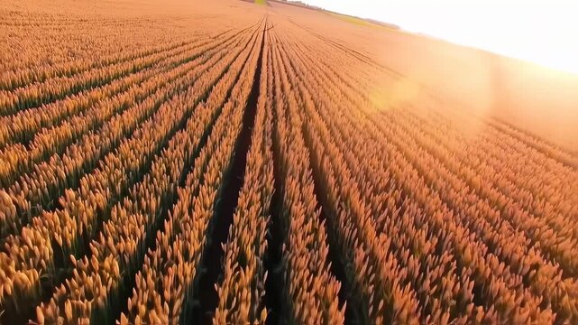 Golden wheat field sunset