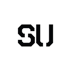 SU monogram logo design letter text name symbol monochrome logotype alphabet character simple logo