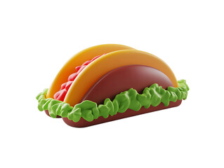 Cartoon Taco 3D Render on Transparent Background