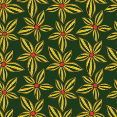 Hand drawn colourful florals Seamless pattern. Abstract Florals pattern. Colourful background. Designed for paper, cover, fabric, decor, wall paper and etc.