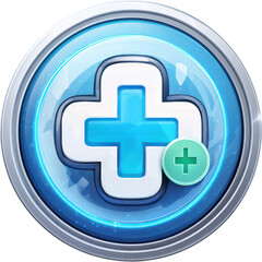 Obraz premium Shiny blue medical plus icon, ringed in silver