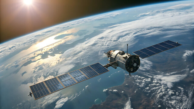 realistic satellite orbiting the earth