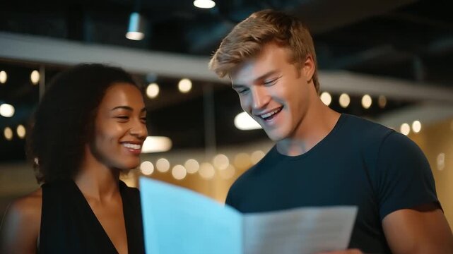 Director Coaching Actor in Rehearsal Space with Script Highlights