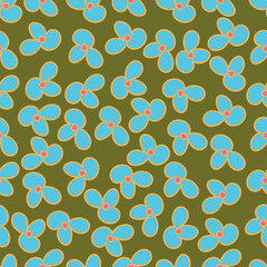 Cute vector floral seamless pattern. Colorful flowers background. Trendy repeat texture for fashion print, wallpaper or fabric