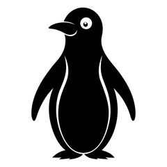 Black penguin illustration with white eye animal bird