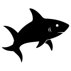 Black shark silhouette swimming ocean