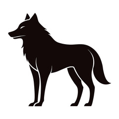Black wolf standing profile animal silhouette