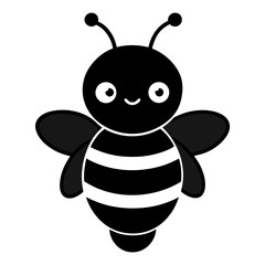 Cute bee black silhouette insect animal
