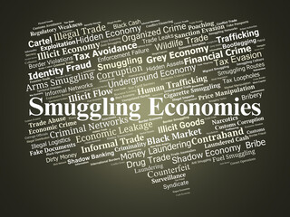 Smuggling Economies Word Cloud. Illicit Trade Patterns and Global Underground Networks
