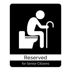 Fototapeta premium Reserved For Senior Citizens.Senior citizen sign.black round frame.Vector Illustration.