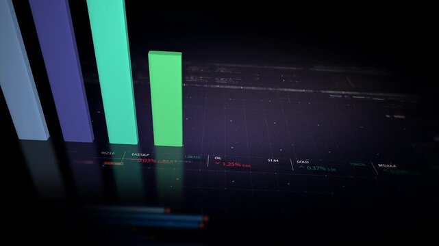Dynamic data visuals for business info graphics, animated 3D charts, and data-driven insights for a business meeting mock-up. Explore the world of trading, stock exchanges, and crypto