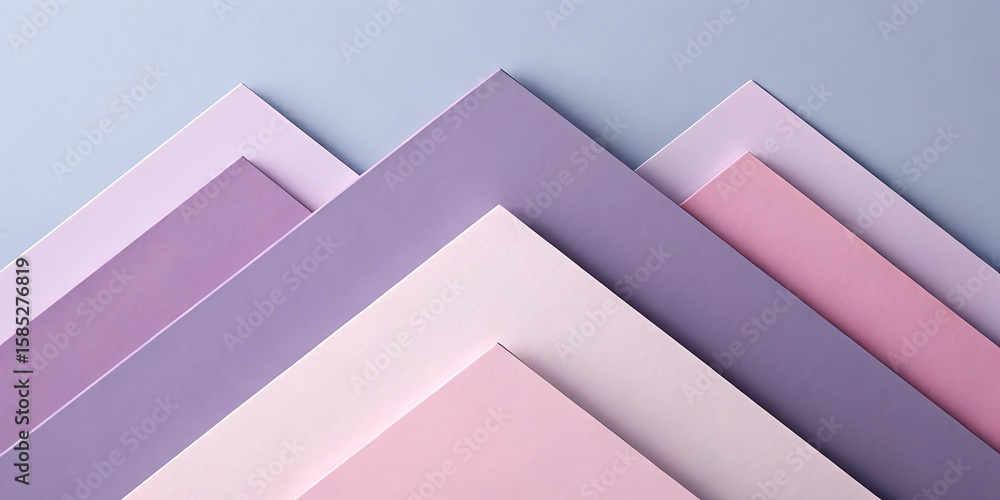 Aufkleber abstract geometric arrangement of overlapping pastel colored paper sheets creating a layered mountai