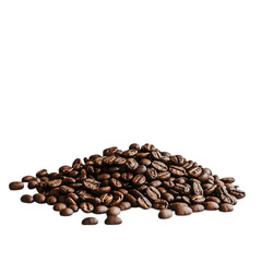 Pile of roasted coffee beans with rich brown color isolated on a transparent background image
