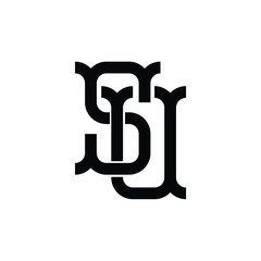 SU monogram logo design letter text name symbol monochrome logotype alphabet character simple logo