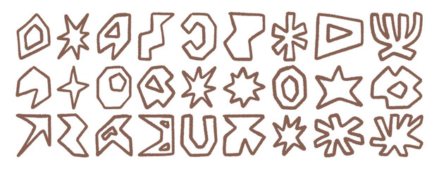 Abstract hand drawn shapes with rough brush stroke, minimal modern cutout style