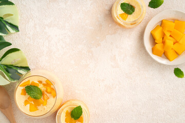 Mango Mousse Dessert in Glass Cups