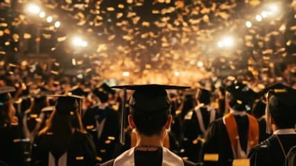 Graduates Celebrating Together With Confetti at Commencement Ceremony