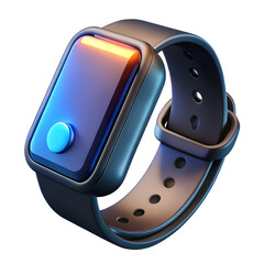 Smartwatch with glowing screen isolated on a transparent background