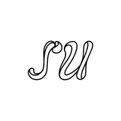 Obraz premium SU monogram logo design letter text name symbol monochrome logotype alphabet character simple logo