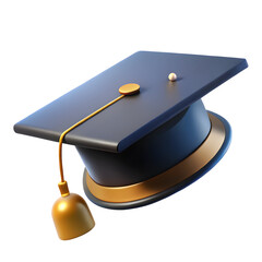 Academic cap with golden tassel isolated on a transparent background