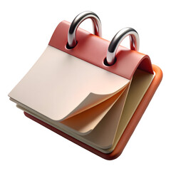 Coral Pink Spiral Bound Paper Pad isolated on a transparent background