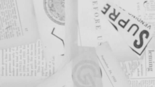  Fast newspaper headlines animation. A chaotic, black and white stop-motion loop of vintage news clippings.Vintage newspaper collage loop