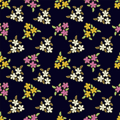 Hand drawn flowers. Seamless background with abstract cute flowers. Vector design ornament for paper; cover; fabric; interior decor; textile; fabric; wallpaper; surface design; label; packaging