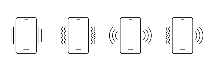 Set of liner ring and vibration mode icon collection. Silent, sound and vibration mode symbol.