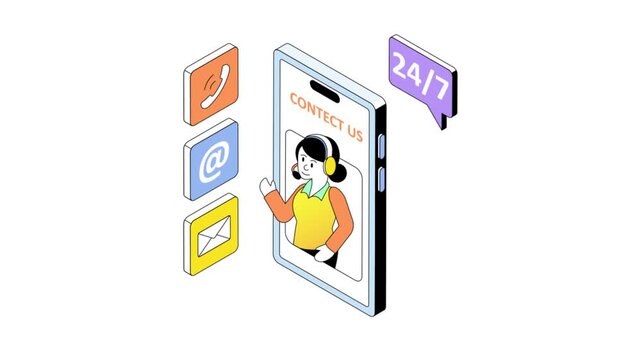 contect Us isometric animation MP4