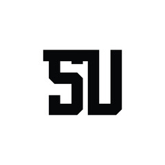 SU monogram logo design letter text name symbol monochrome logotype alphabet character simple logo