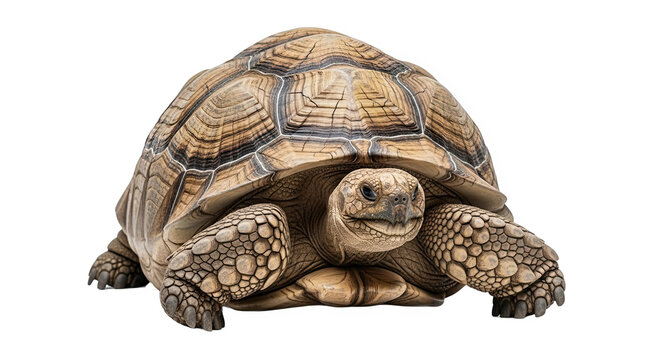 A large tortoise with a textured shell on a transparent background - Powered by Adobe
