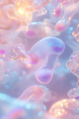 Probiotic Bacteria Under Microscope – 3D Render of Gut Microbiome