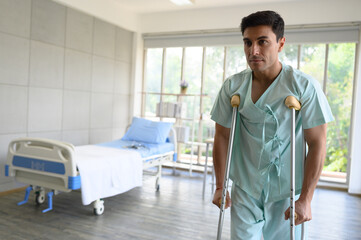 Fototapeta premium The doctor is taking care of a patient in the ward.