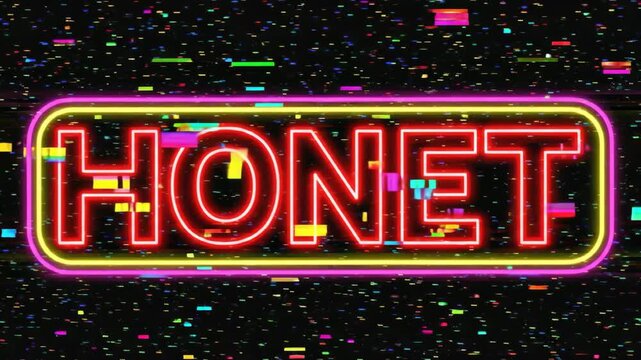 Dynamic Neon "HONET" Glitch Text Animation on Black Background