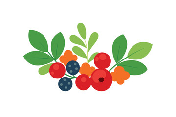 Creative Watercolor Layout Of Wild Herbs And Bright Berries