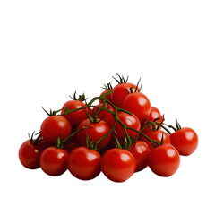 Ripe red grape tomatoes on vines isolated on a transparent background fresh