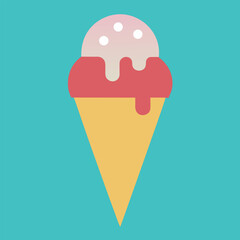 Simple and colorful ice cream cone illustration with transparent background design
