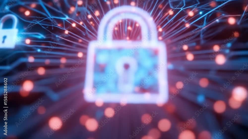 Aufkleber a network with digital keys symbolizes cyber resilience and secure connections. 4k video