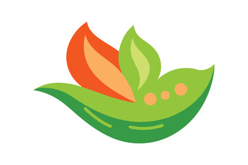 Freeform Cartoon Leaf With Fun Organic Shapes On White Background