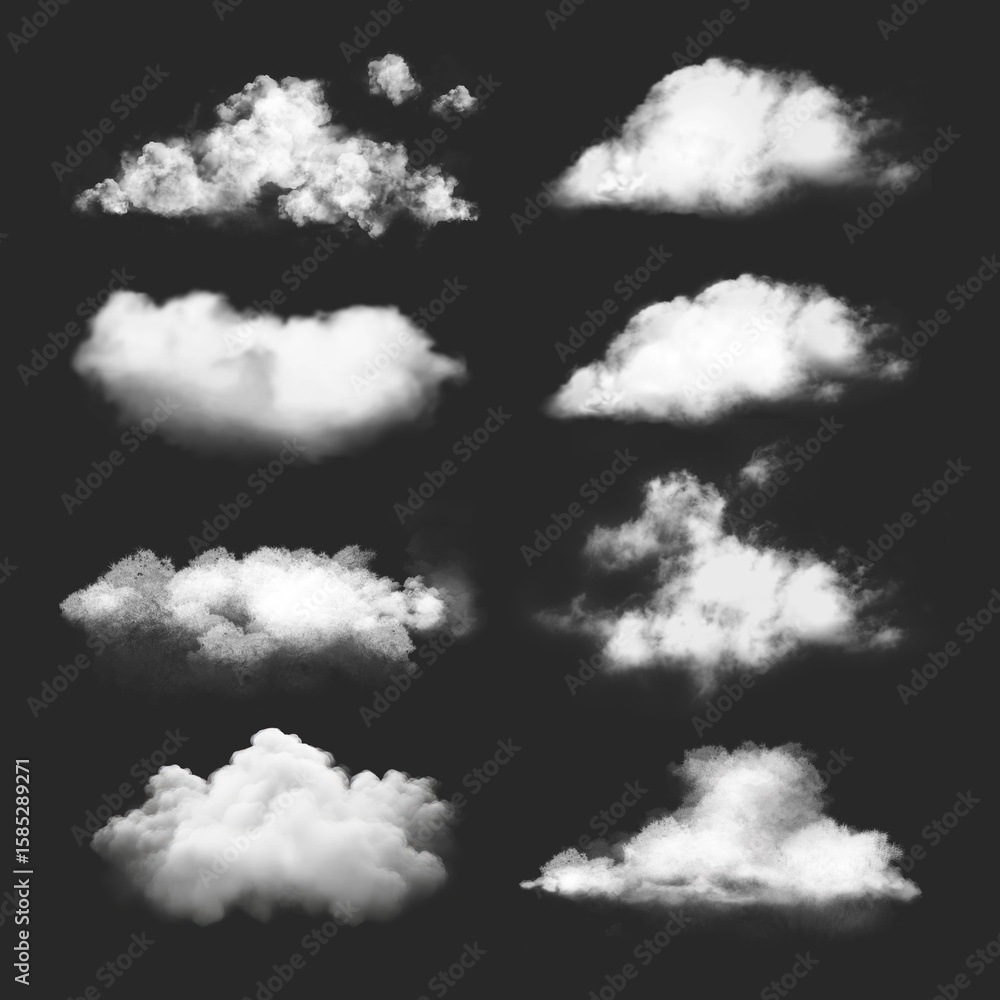 Poster white cloud effect design element remix set