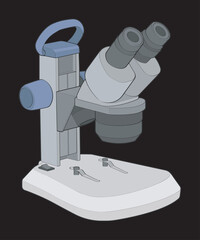 Hand Drawn Microscope Illustration. Laboratory Science Equipment for Research and Education Projects