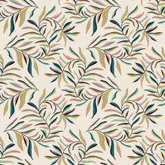Trendy minimalist seamless botanical pattern with abstract creative hand drawn composition