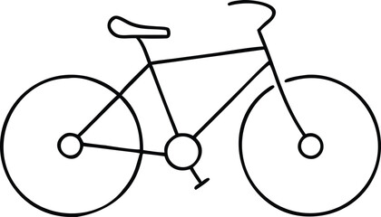 Black silhouette bicycle design against a transparent background for sport and adventure