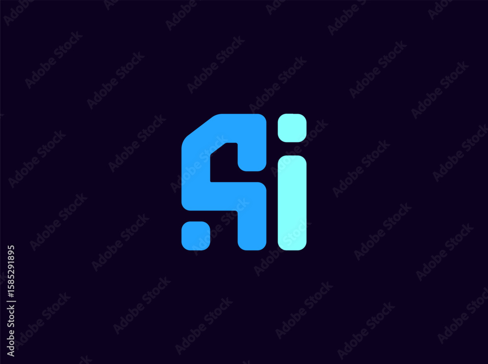 Fototapete ai logo monogram design for tech, chatbot, virtual assistant, neural network, saas, smart digital to