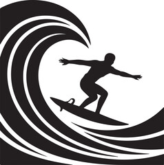 Surfer Inside Curling Wave

